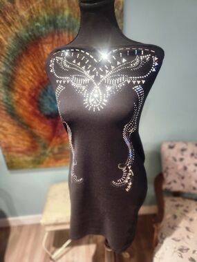 Mi Black Studded Halter Mini Dress